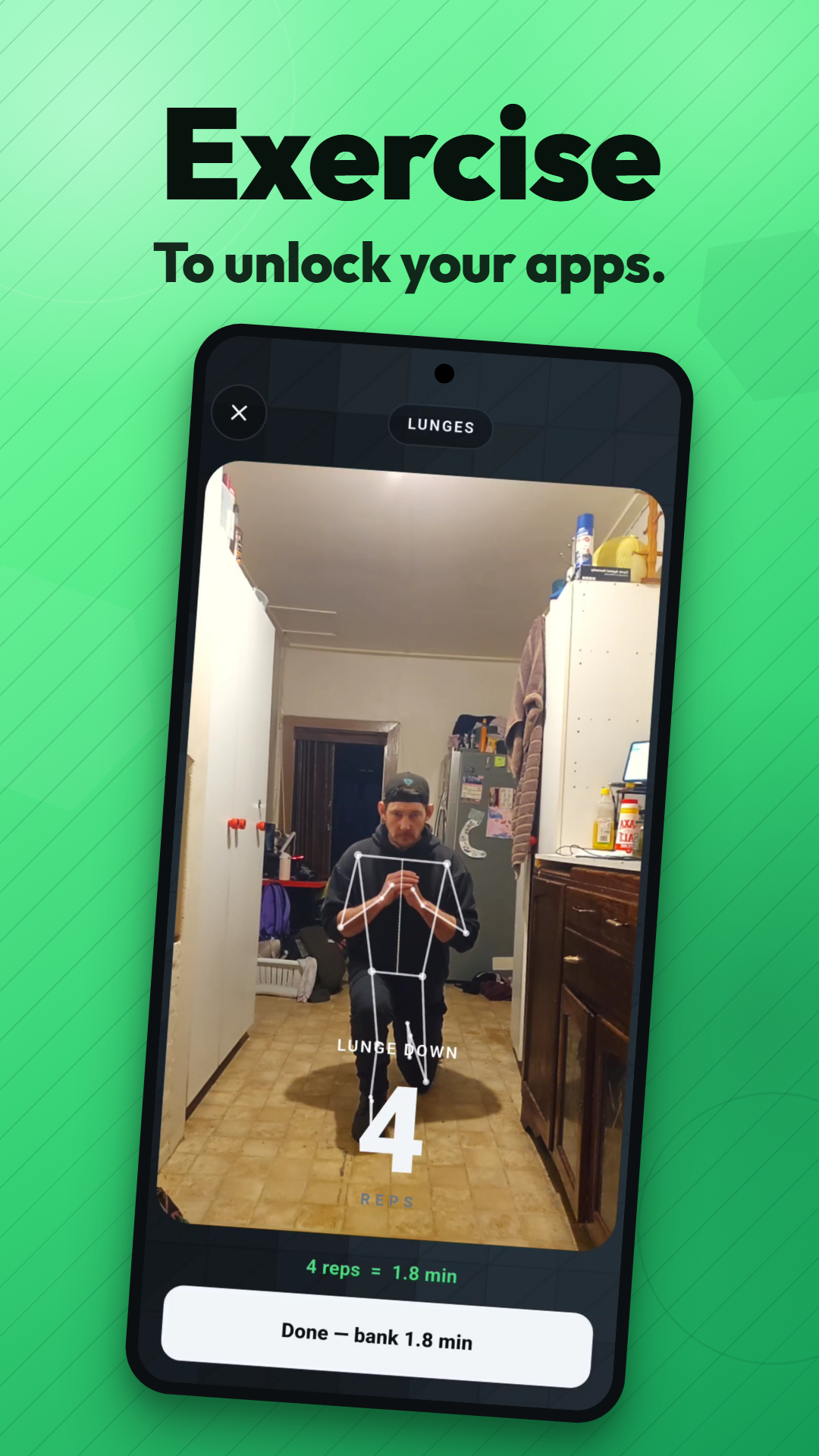 GainLock camera tracking a lunge workout